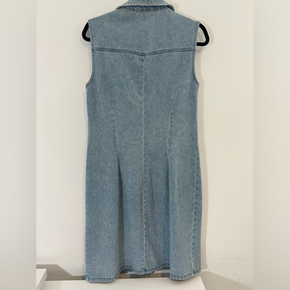 Newport News Jeanology Size 12 Vintage Button Down Jean Sleeves Dress 10 Casual - Picture 6 of 11